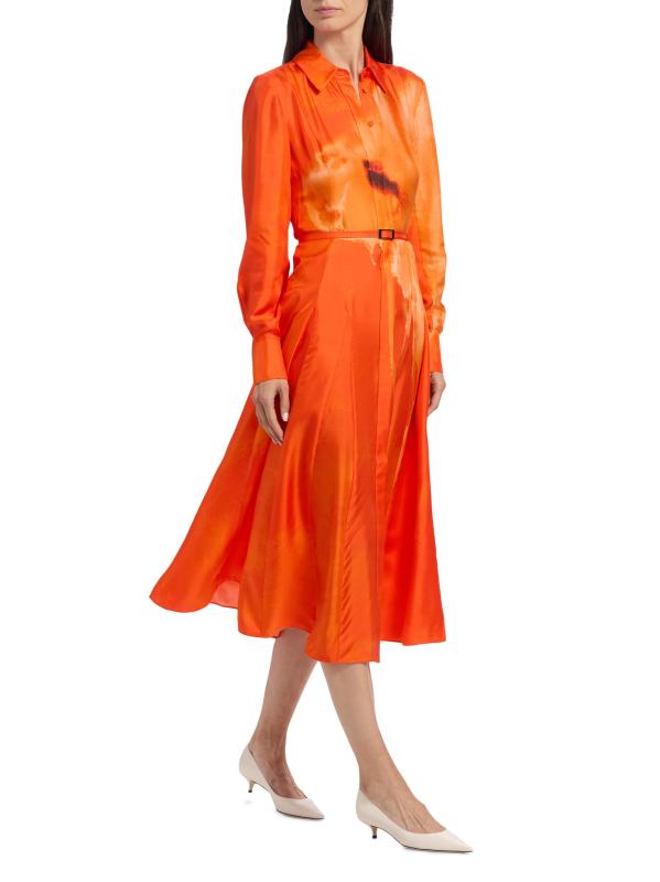 #7: قميص مزين بطيات من الحرير بألوان مائية - طباشير البابايا متعددة