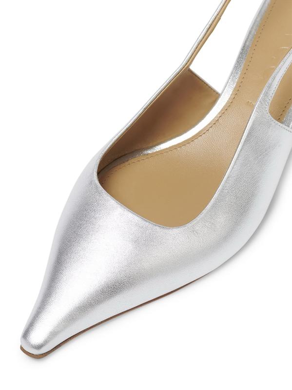 #4: حذاء سلينغ باك بكعب صغير بحجم 35 ملم من Catrina من الجلد - فضة