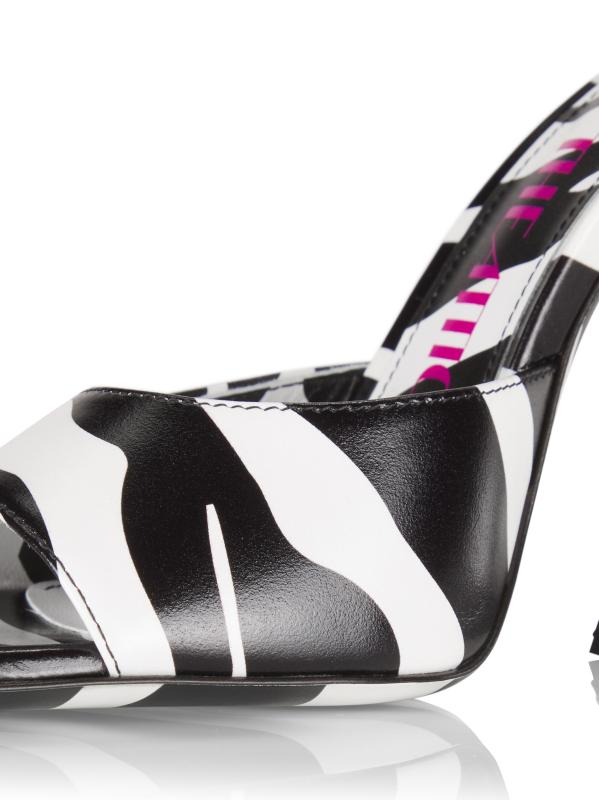 サンダル・ミュール The Attico Devon Zebra Print 115Mm Mules Shop The Attico - Devon 115MM Zebra-Print Leather Mules
