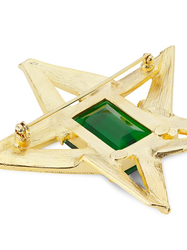 #3: بروش على شكل نجمة زمردية من الزجاج ومطلي بالذهب عيار 22 قيراطًا - زمرد