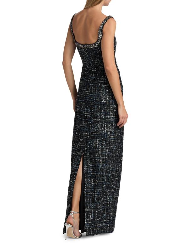 #4: فستان لانا مزين بعمود من التويد - صقيع أوبسيديان