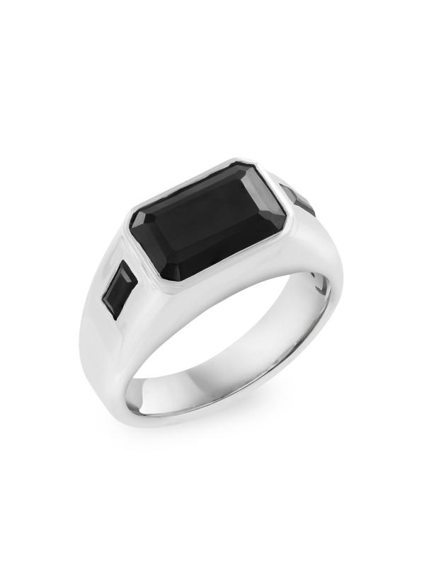 925 Sterling Silver 
Black Spinel Ring