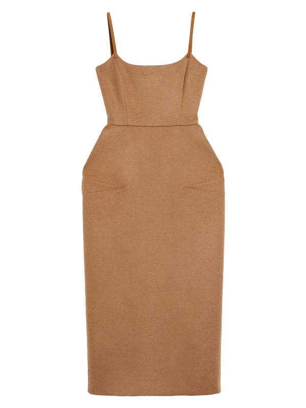 فستان متوسط الطول من صوف الفول