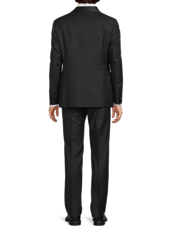 #4: بدلة توكسيدو أحادية الصدر من الصوف البكر بنقشة دقيقة - براون