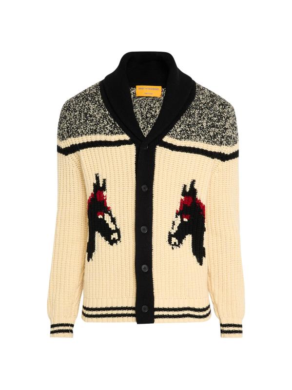 كارديغان من الصوف والكشمير بنقشة الخيول