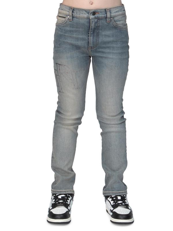 بنطال جينز متدرج بشعار معدني للأطفال الصغار