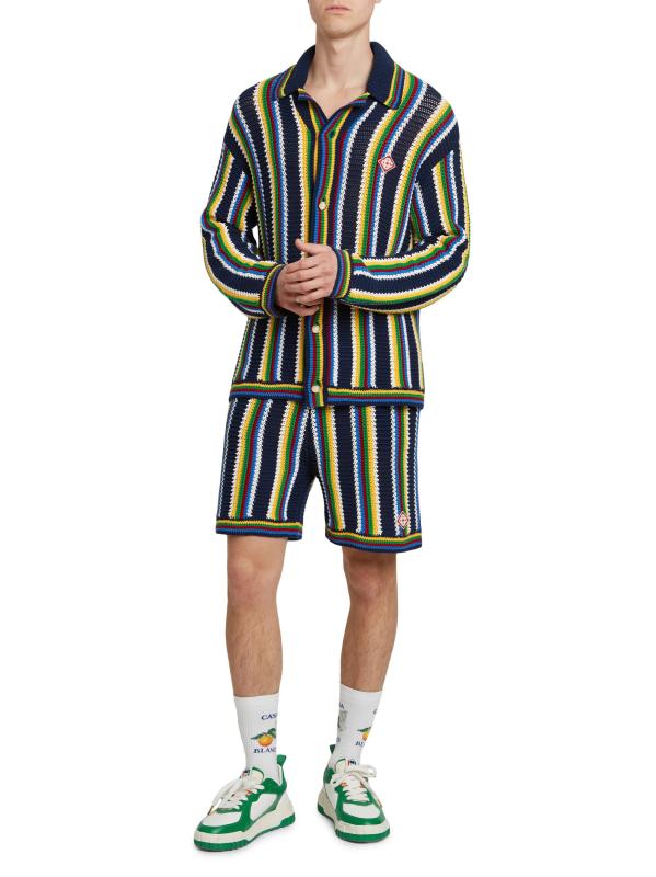 #6: بلوزة مخططة بأكمام طويلة من مزيج القطن والكروشيه - القوات البحرية