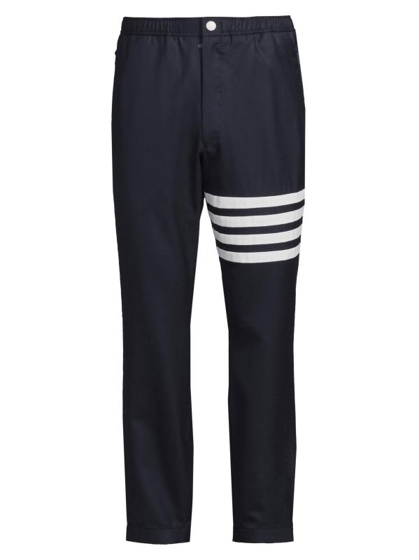 بنطال رياضي مطاطي مخطط بكبس من الأمام