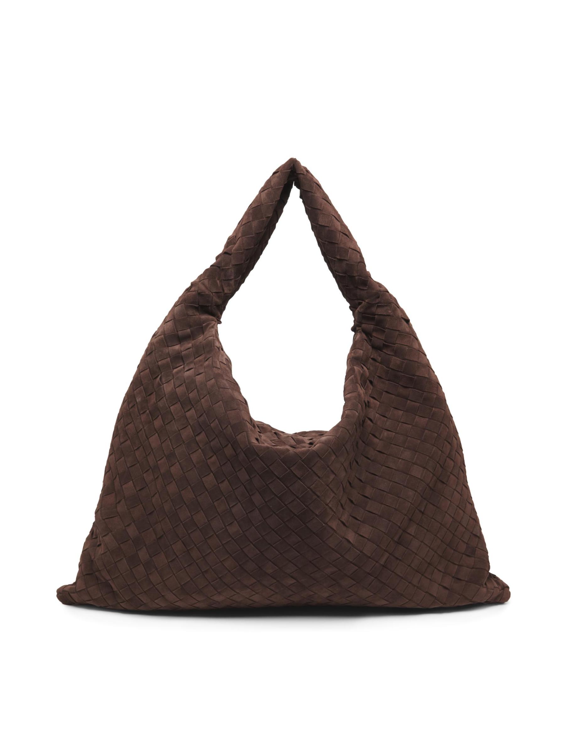 Shop Bottega Veneta - Large Hop Intrecciato Suede Hobo Bag