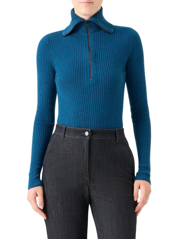 #2: سترة نصف سحّاب محبوكة من صوف ميرينو - بط نهري صغير