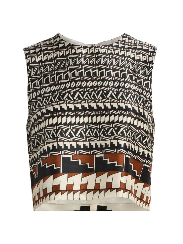 Heirlome x Alex Jurado Geometric Silk Crop Top
