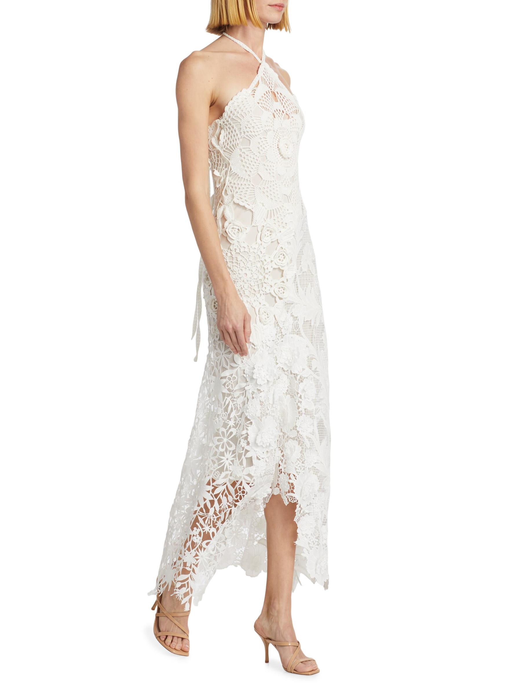 Shop Oscar de la Renta - Floral Guipure & Crochet Halter