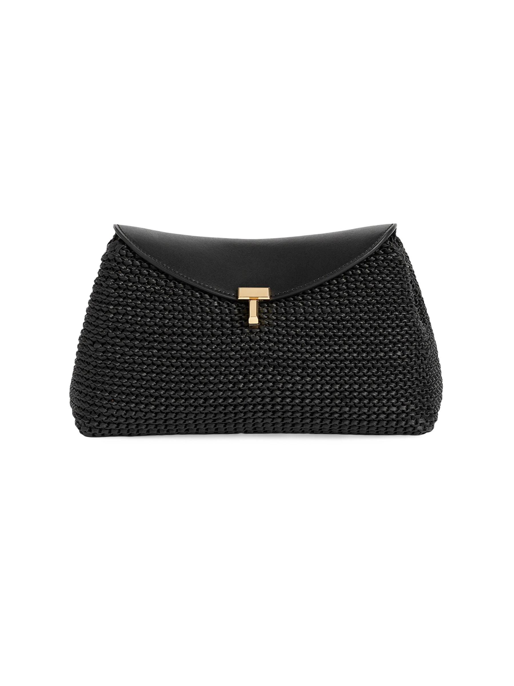 TOTEME★Tロック レザークラッチバッグ 送関込み TOTEME☆関税込☆Tロック シンプル レザー グリーン クラッチ