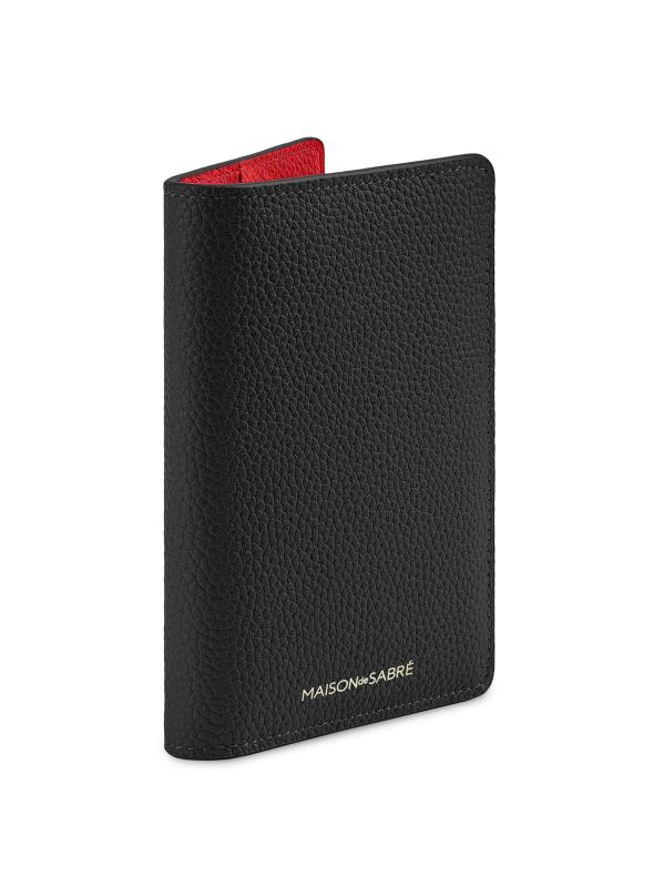 #4: حامل جواز سفر جلدي - أحمر أسود