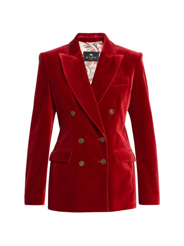 بليزر مخملي مزدوج الصدر