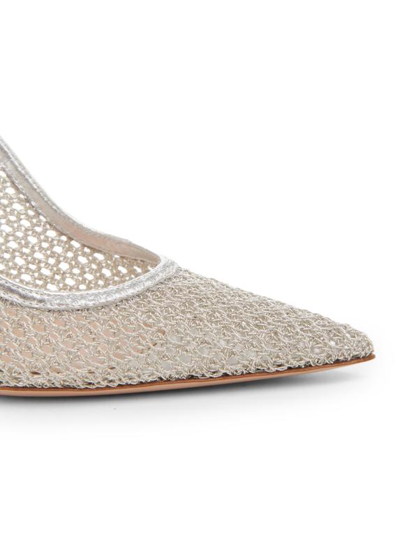 #5: حذاء ستيليتو من الحرير والجلد عيار 95 مم من إيتاكا - فضة