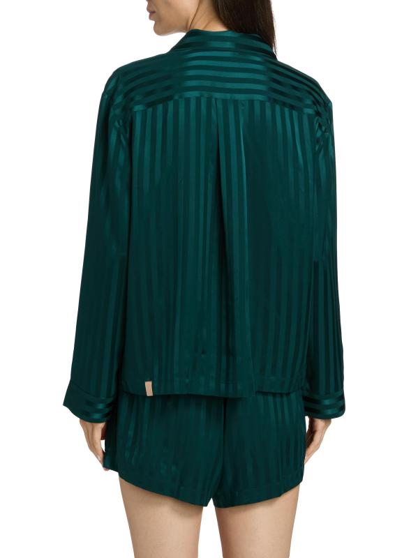 #4: بيجامة قصيرة من الجاكار الحريري المقلّم - جاكار السرو الداكن