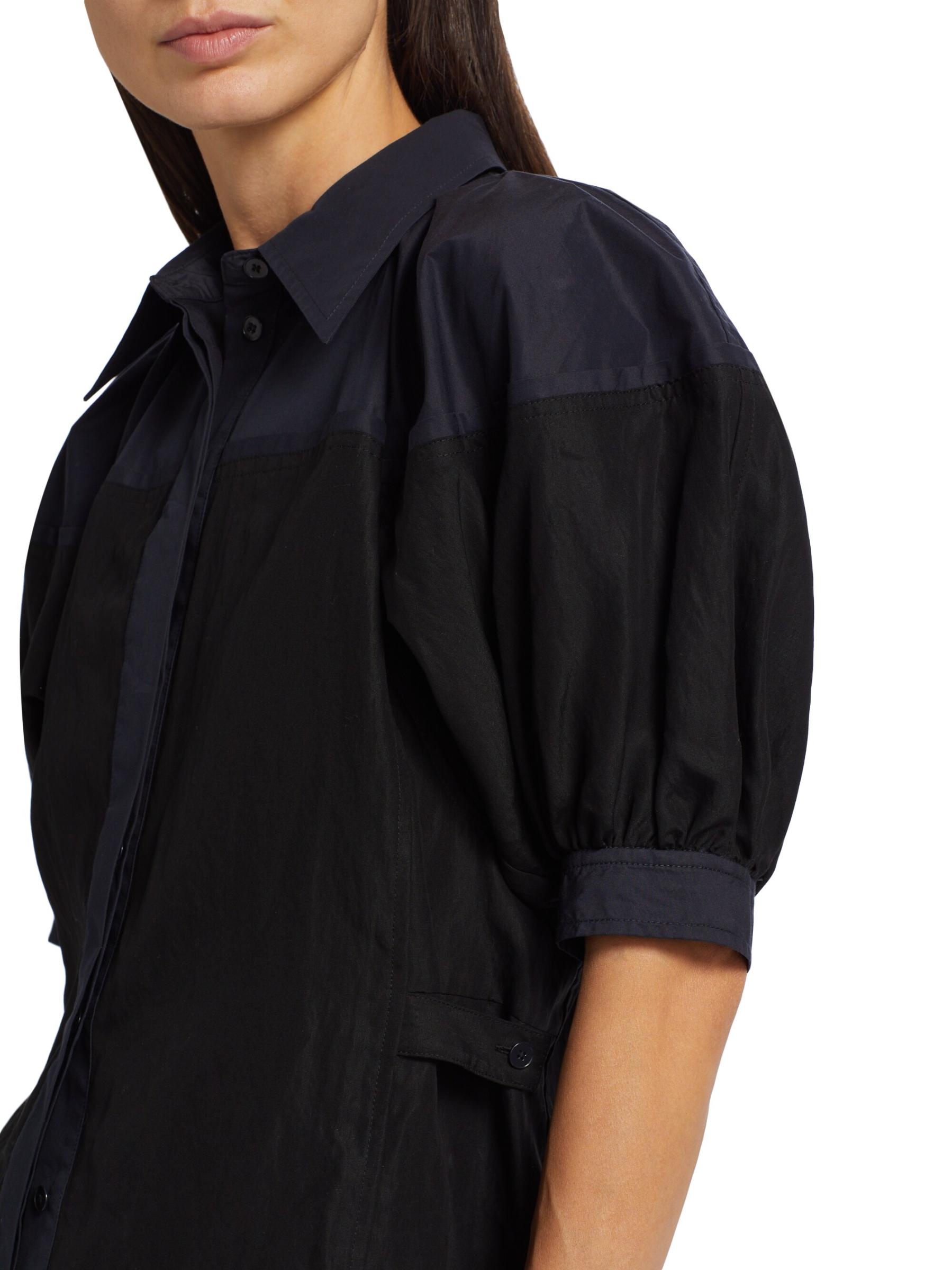 Poplin Balloon-Sleeve Shirt