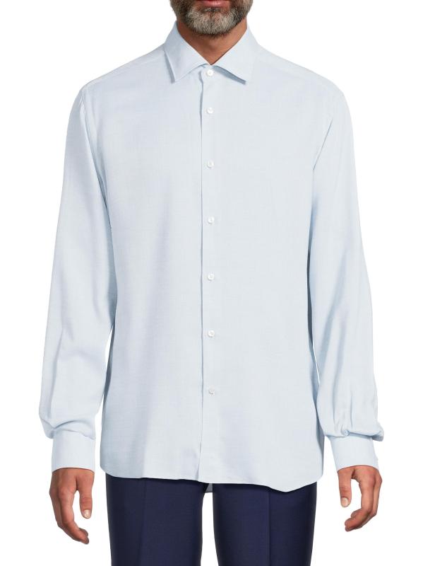 #2: قميص مودال من الصوف بأزرار أمامية - أزرق فاتح