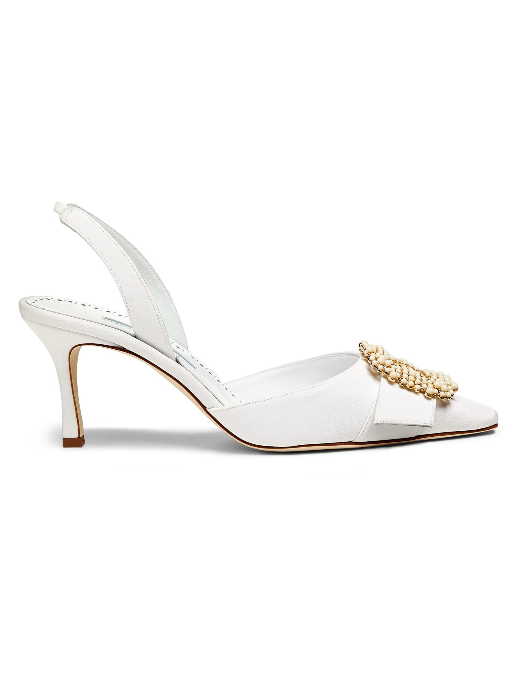 Shop Manolo Blahnik - Gibsli Bridal Mone 70MM Embellished