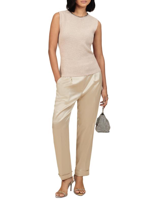 #5: بنطال سيليا من الساتان بطيات أمامية - محايدة