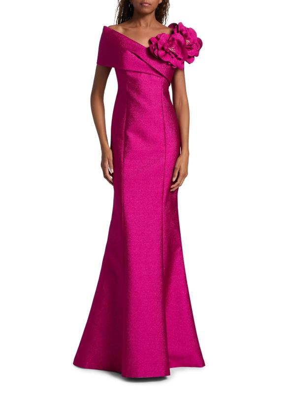 #2: فستان جاكار مكشوف الكتفين مزين بزهور - بيري