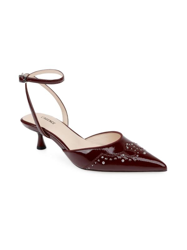 #2: حذاء Liana مقاس 45 مم من الجلد اللامع بكعب صغير - براءة اختراع النبيذ