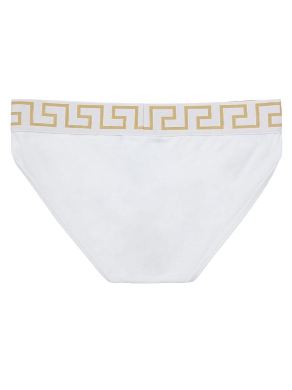 #2: سراويل داخلية من القطن القابل للتمدد بمفتاح يوناني - أبيض