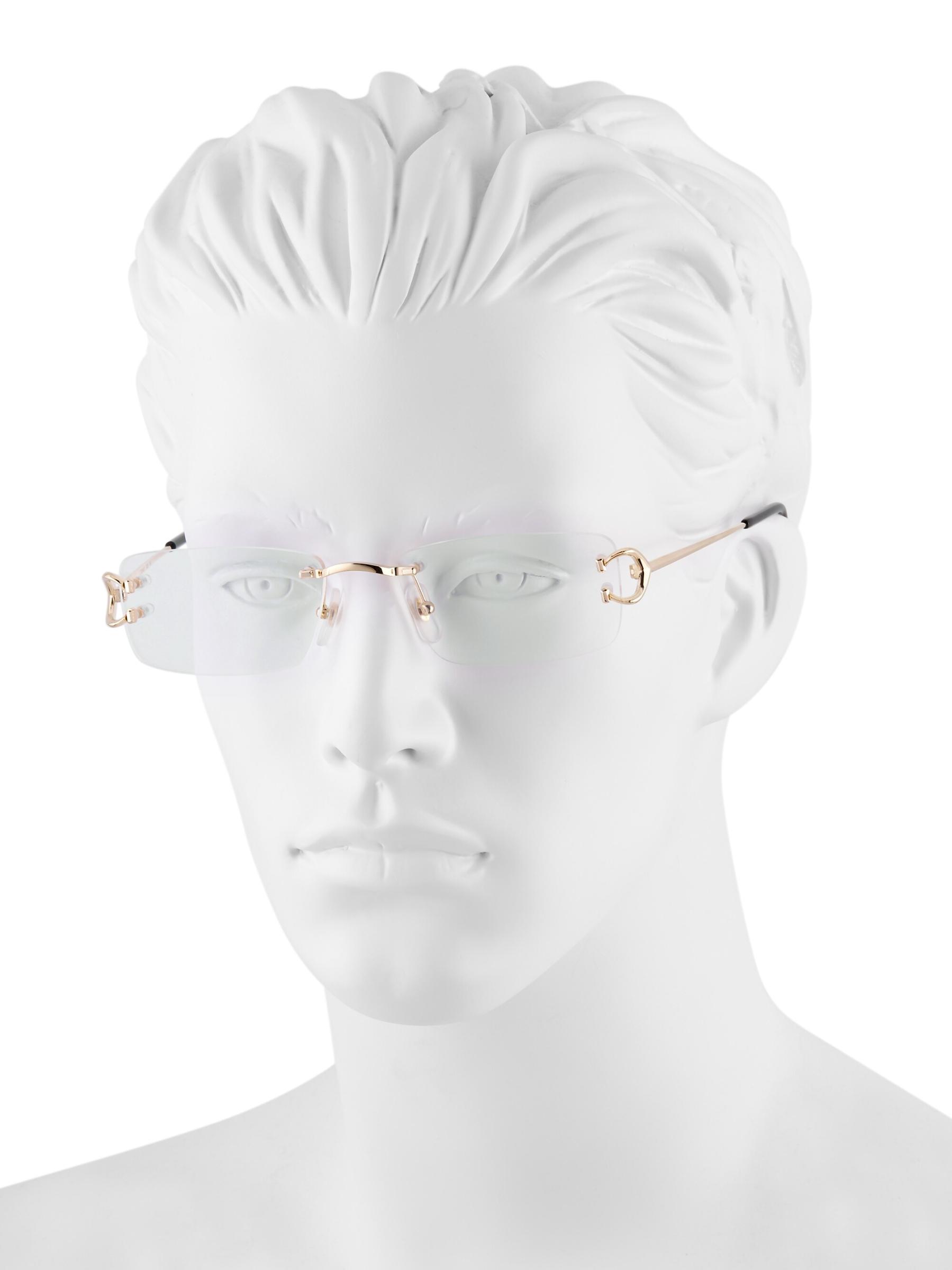 【Cartier】リムレス レクタンギュラー フレーム メガネ Cartier 18k カルティエ リムレス レクタンギュラー フレーム