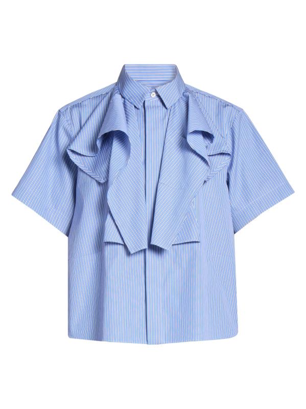 【 】ストレッチ ポプリン 半袖シャツ(送料込み) Sacai - ポプリン半袖ボクシーシャツ をオンライン購入 | Saks