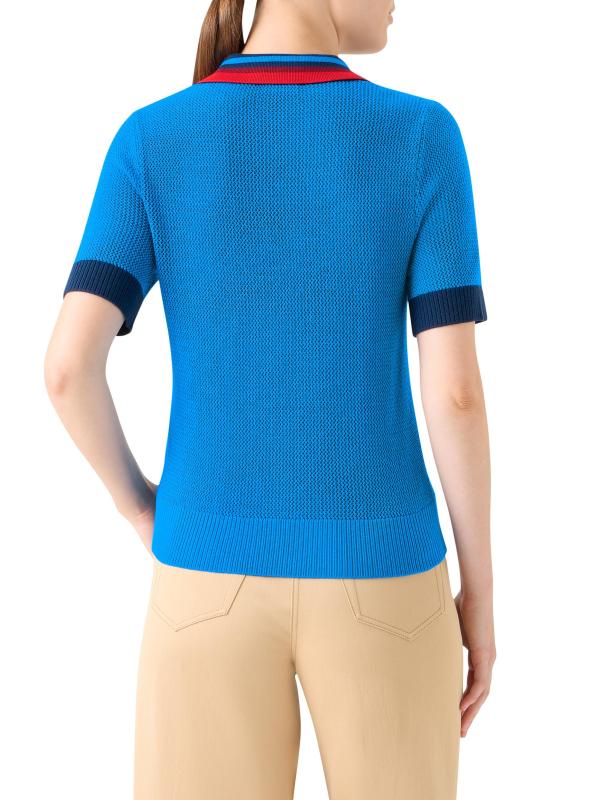 #4: بلوزة بولو من الصوف المقلّم - أزرق كوبالت متعدد