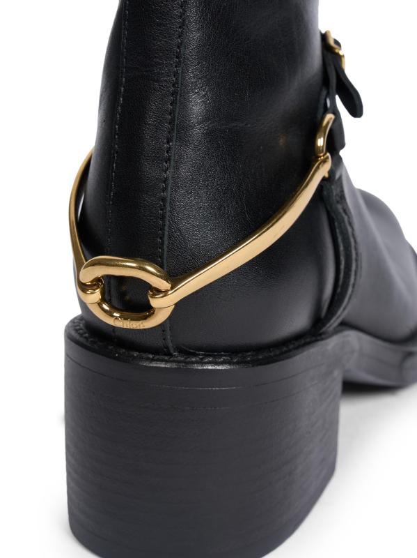 #7: حذاء للكاحل من الجلد بحزام حريري من داكوتا - أسود