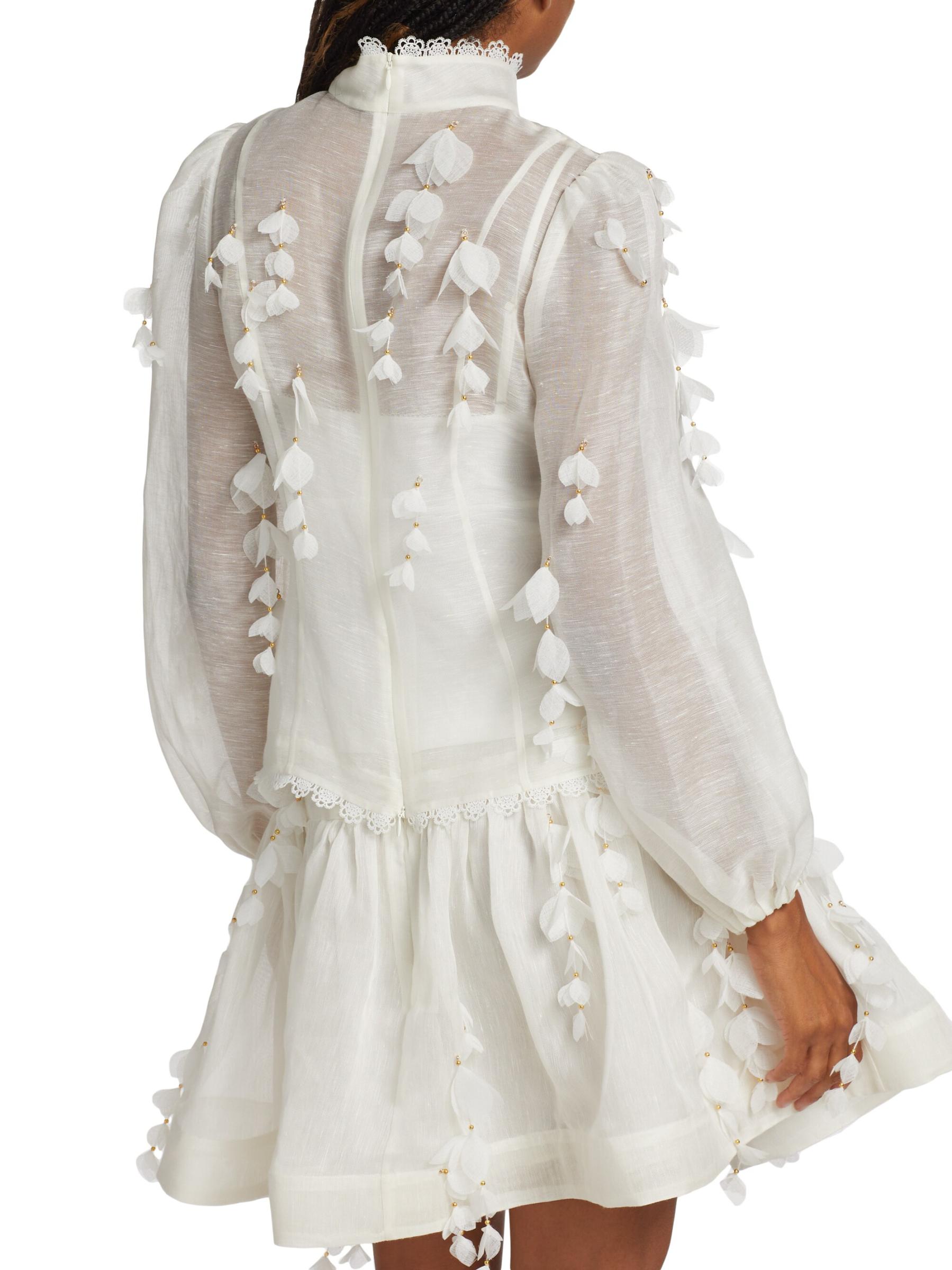 Shop Zimmermann - Petal Linen-Silk Blouse | Saks Fifth
