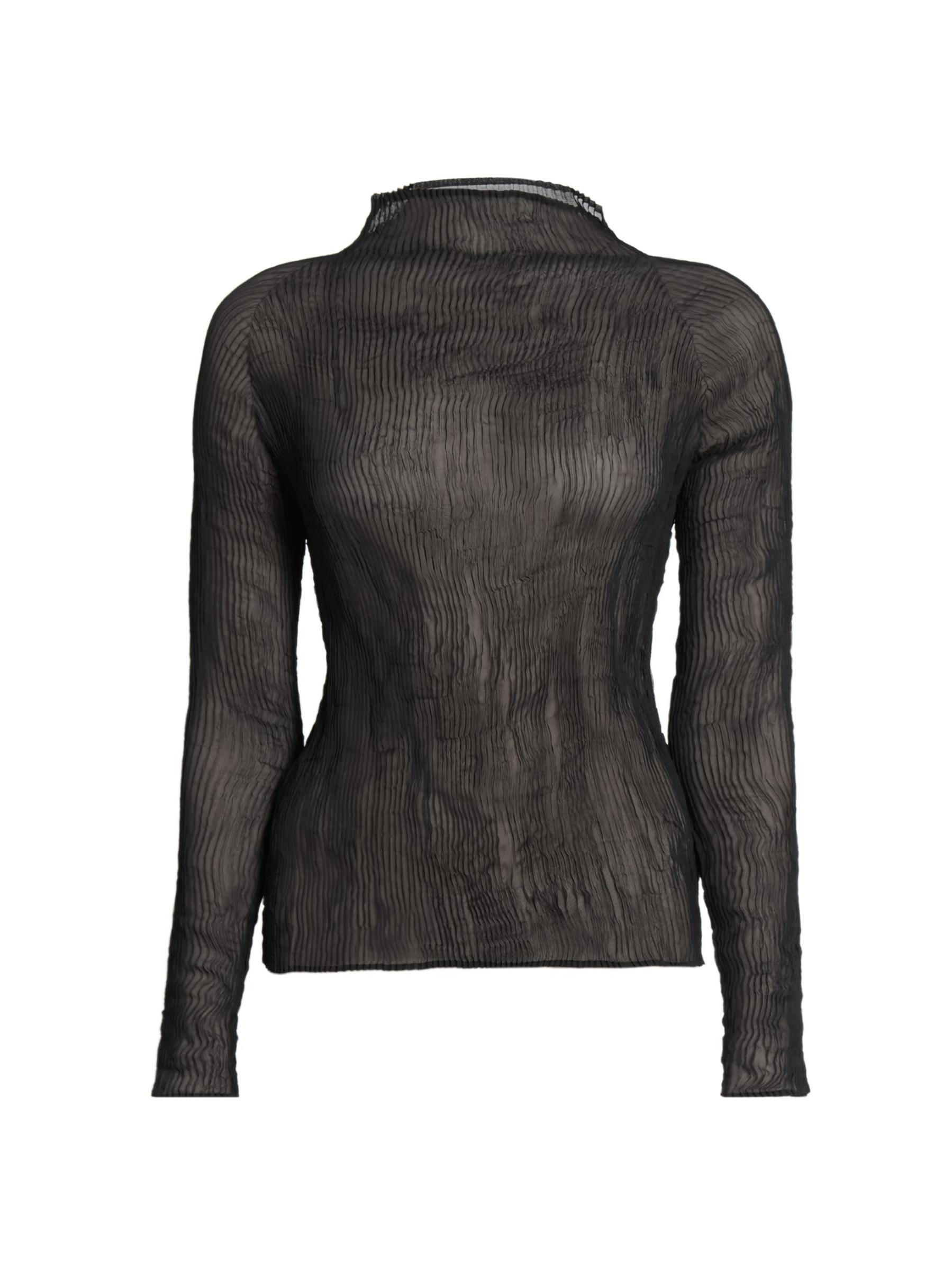 トップス ISSEY MIYAKE CHIFFON TWIST BLACK CHIFFON TWIST BK/WT Long-sleeved Top Black – The official
