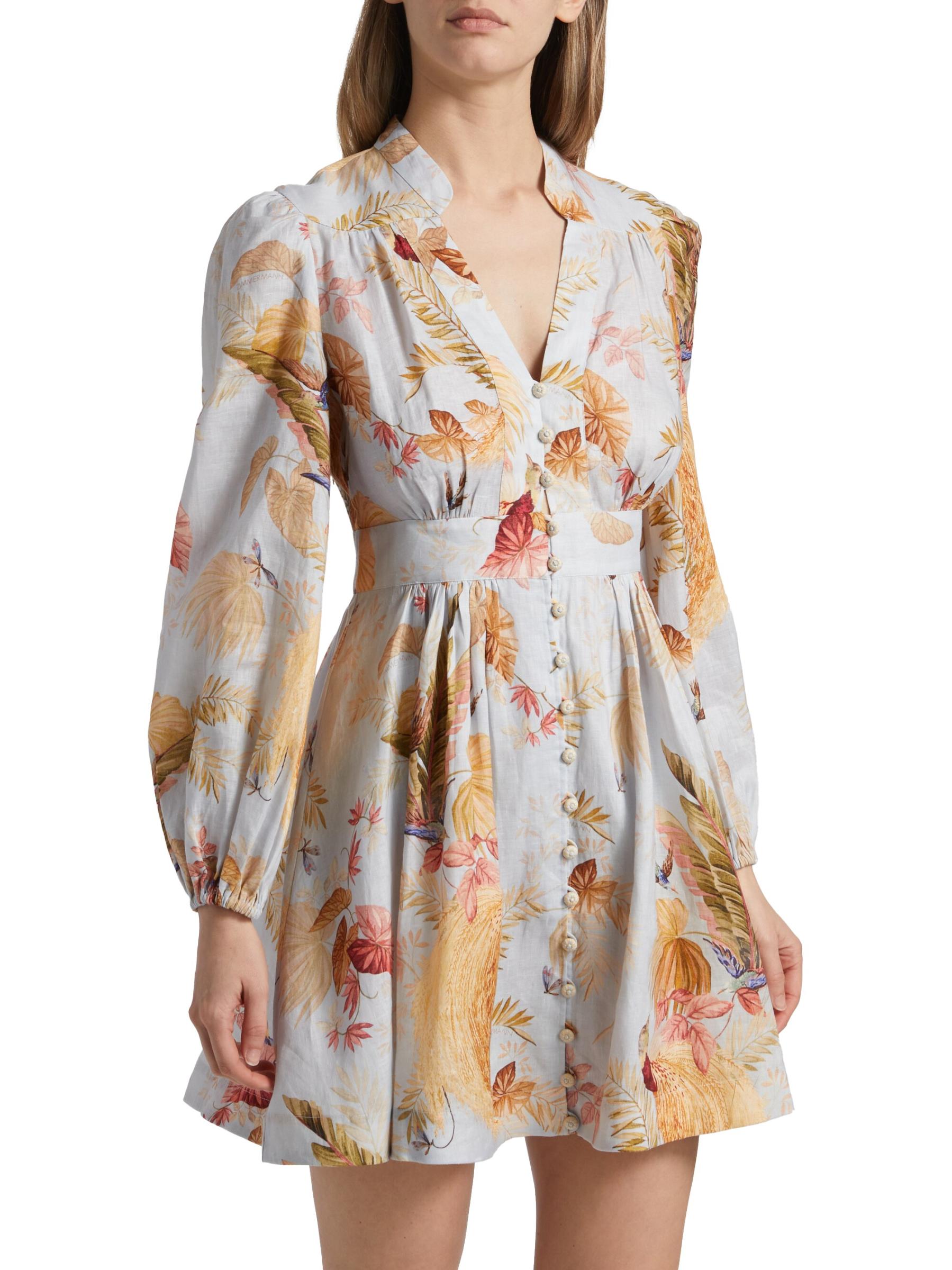 Shop Zimmermann - Ascension Plunge Linen Minidress | Saks
