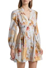 ワンピース ZIMMERMANN Ascension Plunge linen short dress Zimmermann Ascension Plunge Linen Minidress | Saks Fifth Avenue