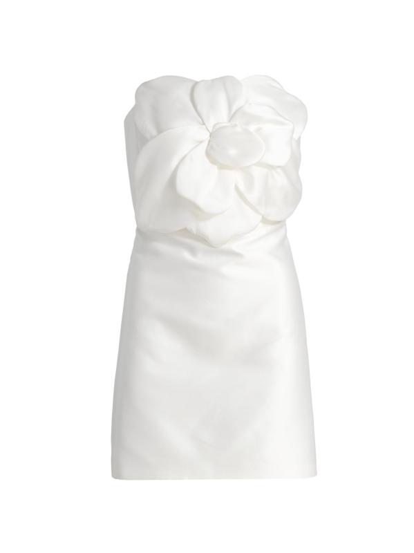 فستان قصير بدون حمالات مزين بالأزهار من أنورا