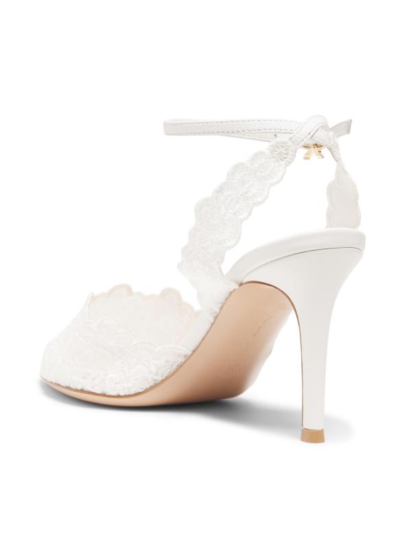 #3: صندل إيفون 80 ملم من الدانتيل الشبكي - أبيض