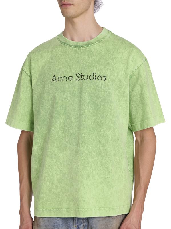 ★人気★【Acne Studios】EXFORD BUTTON LOGO T-SHIRT Acne Studios Exford button logo t-shirt | MOSS GREEN