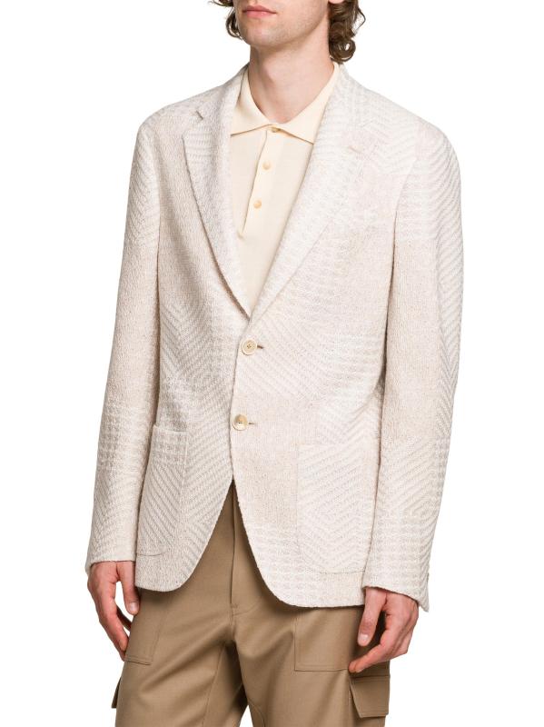 #3: سترة محبوكة من مزيج الصوف المرقع بنقش J-Cream - بيج