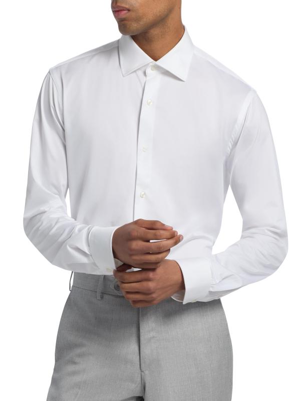 #2: قميص سترتش سوليد من كوليكشن - أبيض