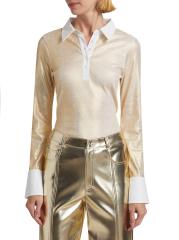 Saks Potts 長袖トップス　ロゴ Shop Cinq à Sept - Jaden Metallic Stretch-Cotton Shirt