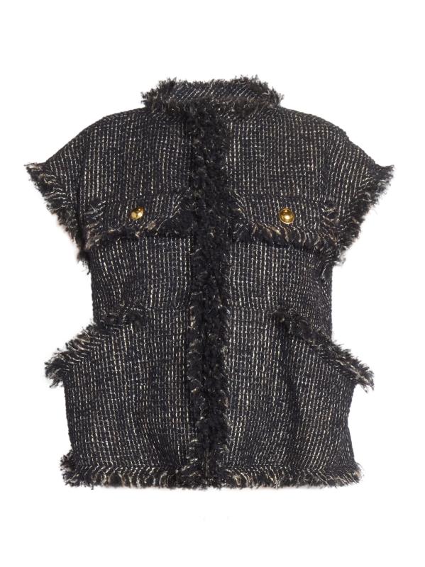 Sacai - ウール混ツイード半袖ジャケット をオンライン購入