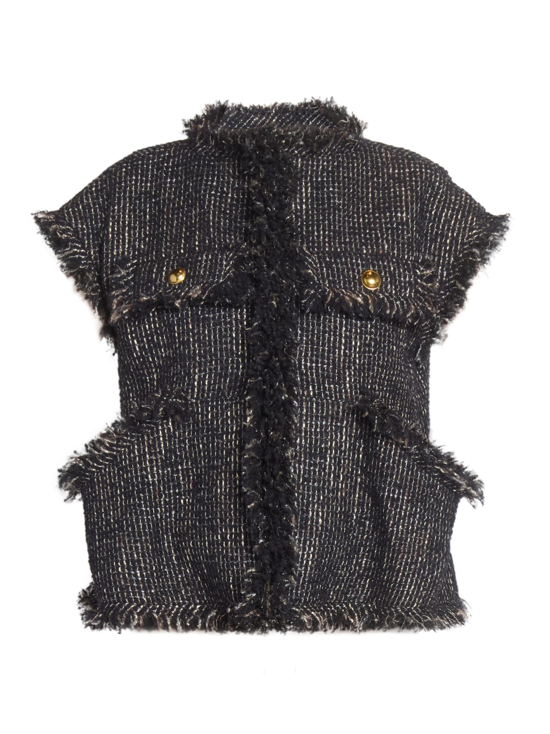 Sacai - ウール混ツイード半袖ジャケット をオンライン購入