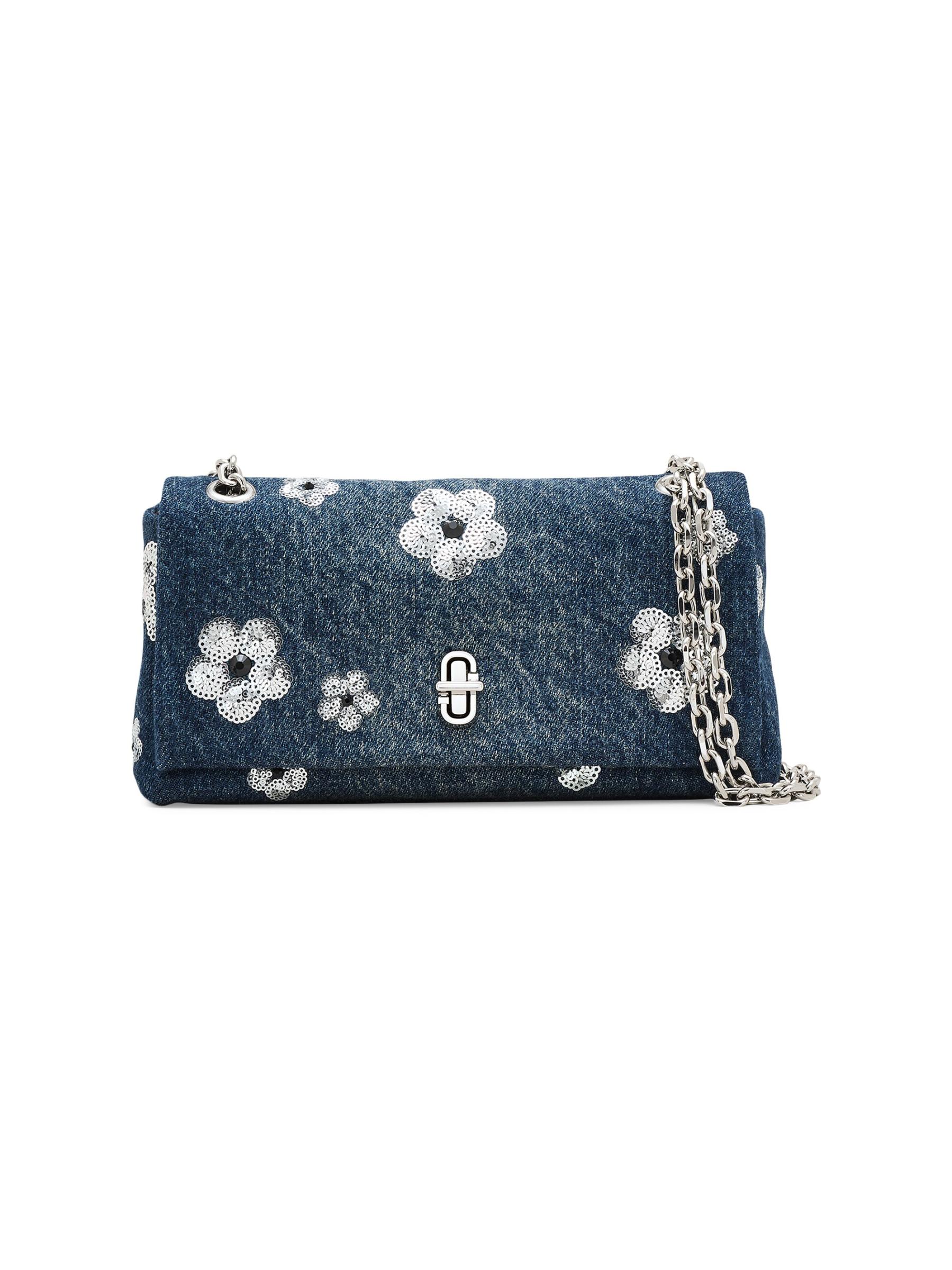 Shop Marc Jacobs - The Sequin Daisy Denim Dual Chain Wallet