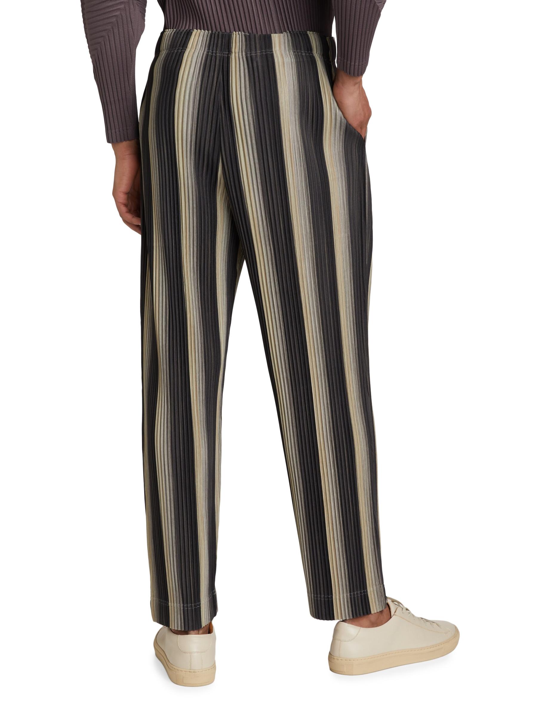 Shop Homme Plissé Issey Miyake - Striped Pleated Trousers