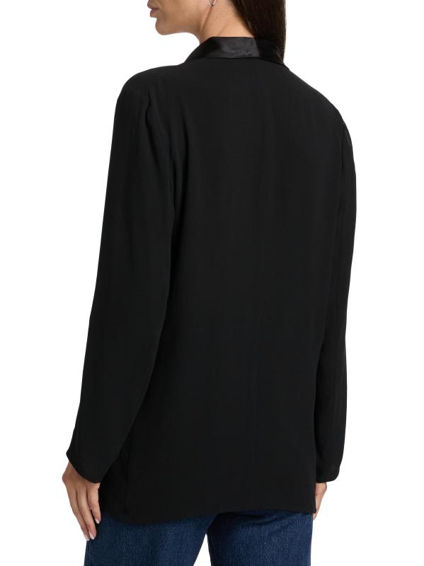 #4: بليزر حريري مزين برسمة ساتان - أسود