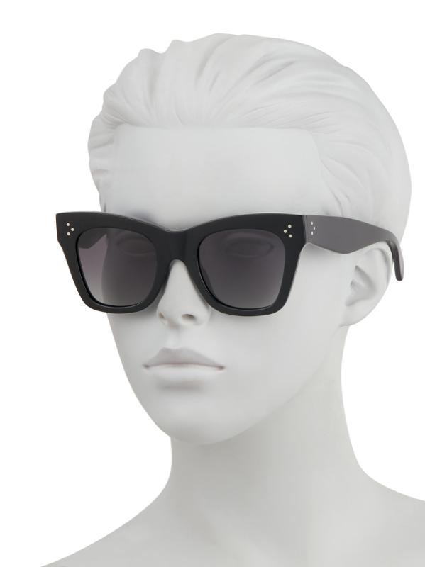 #4: نظارات شمسية مربعة بحجم 50 مم على شكل عين القطة - أسود