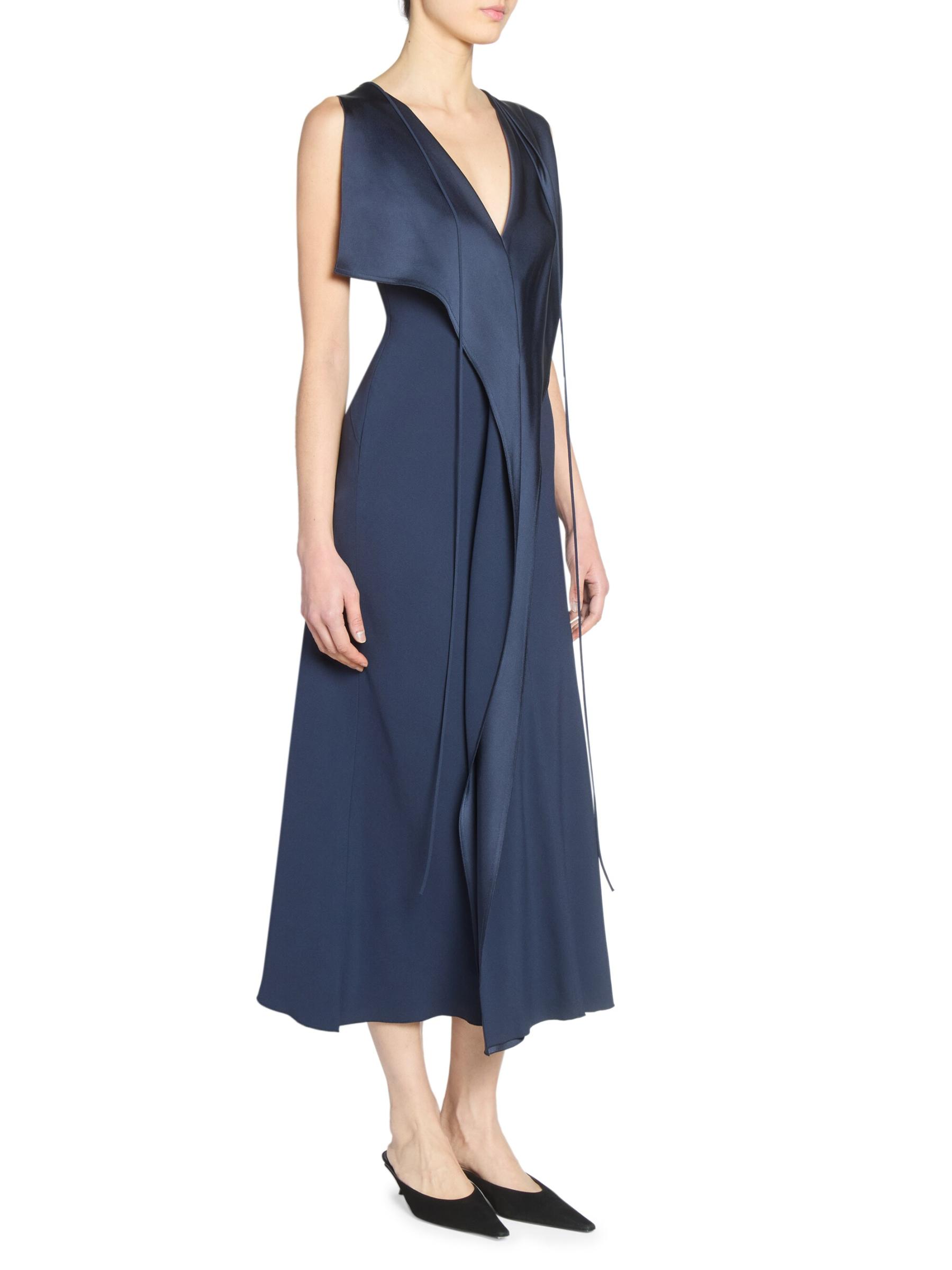 【Victoria Beckham】トレンチカットアウトシルクミディドレス VICTORIA BECKHAM Trench Cutout Silk Midi Dress - Grey