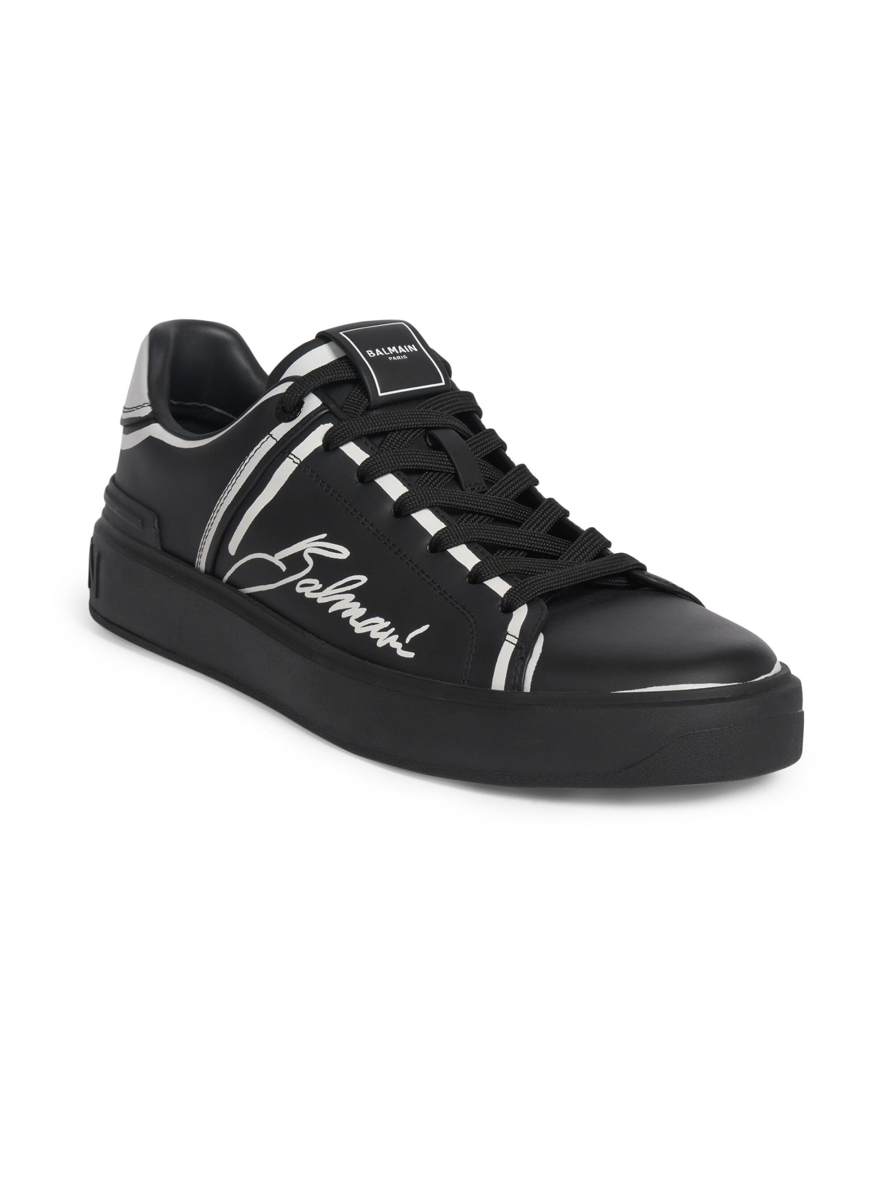 Shop Balmain - B-Court Printed Leather Sneakers | Saks Fifth